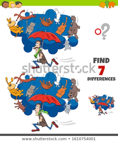 Stok fotoğraf: Differences Game With Cats And Dogs Proverb Cartoon