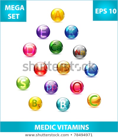 Foto stock: Shiny And Colored Medic Vitamin Capsules Pills Set