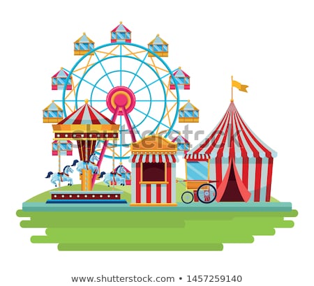 Foto stock: Colourful Top Of Theme Park Carousel