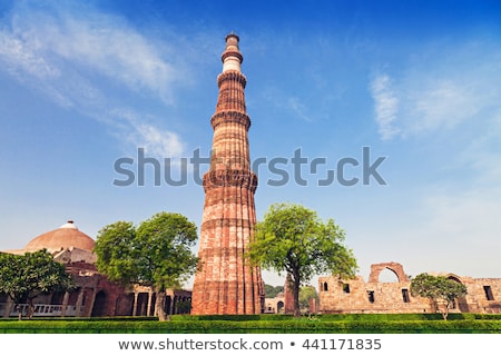 [[stock_photo]]: Ancient Islamic Architecture Minaret Qutub Minar At Qutub