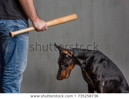 Foto stock: Angry Looking Man With Bat