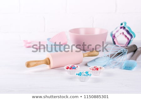 Stock fotó: Christmas Cookie Cutters With Whisk And Rolling Pin