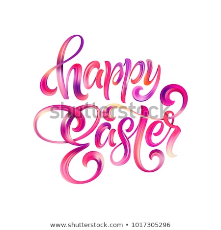 Foto stock: Happy Easter Greeting Vintage Card Vector Illustration