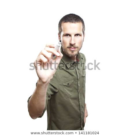 Stockfoto: Business Man Write Something