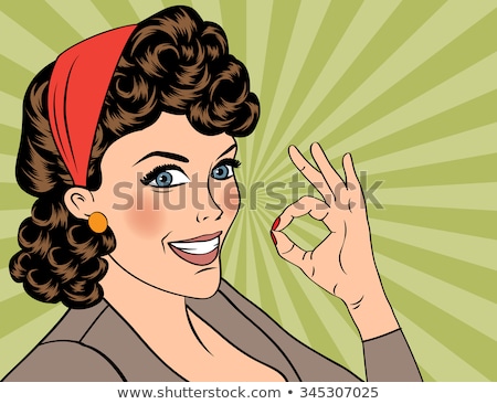 [[stock_photo]]: Cute Retro Woman In Comics Style With Ok Sign