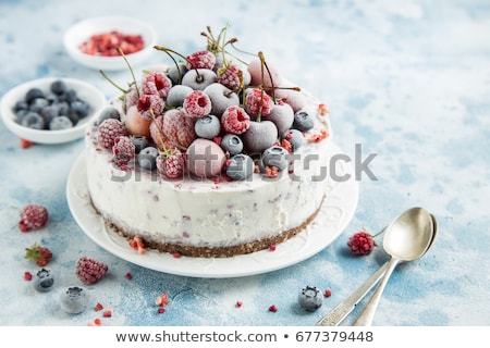 Сток-фото: Raspberry Cake With Ice Cream