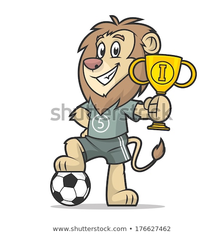 Lion Soccer Ball Sports Mascot Foto d'archivio © yuriytsirkunov