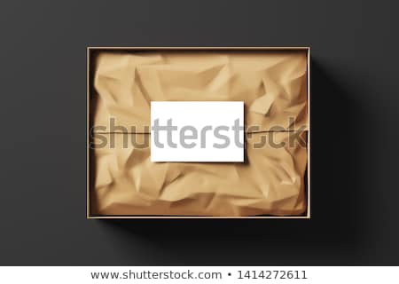 Foto stock: Black Box With Wrapping Paper And Business Card 3d Rendering