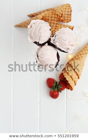 Stockfoto: Macro Photo Of Homemade Ice Cream Sweet Cold Dessert Food Background