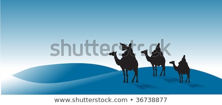 Сток-фото: Three Kings Day With King Caspar Camel And Gifts At Night