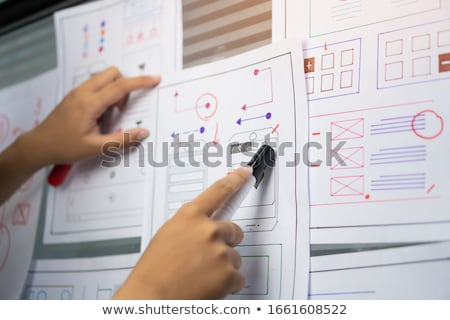 Foto stock: Web Designer Working On User Interface Wireframe