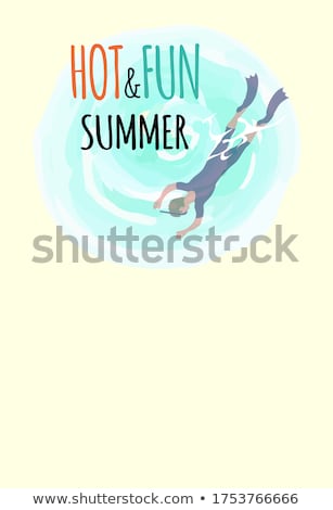 ストックフォト: Hot And Fun Summer Diver In Flippers And Mask Diving