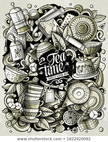 [[stock_photo]]: Cartoon Doodles Tea Illustration Toned Cafe Funny Picture