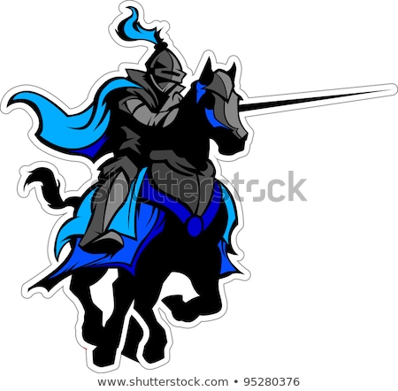 Jousting Knight Mascot On Horse Imagine de stoc © ChromaCo