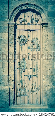 Сток-фото: Blue And Turquoise Mediterranean Door
