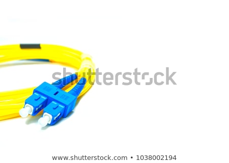 [[stock_photo]]: âbles · métalliques · jaunes · à · fibre · optique · sur · fond · blanc