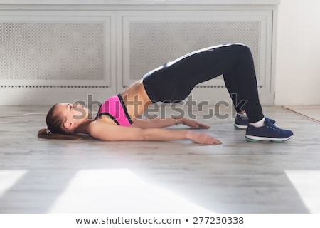 Stock foto: Pilates Woman Shoulder Bridge Exercise Workout