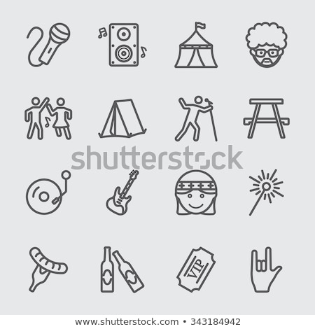 Foto stock: Man Singing With Microphone Line Icon