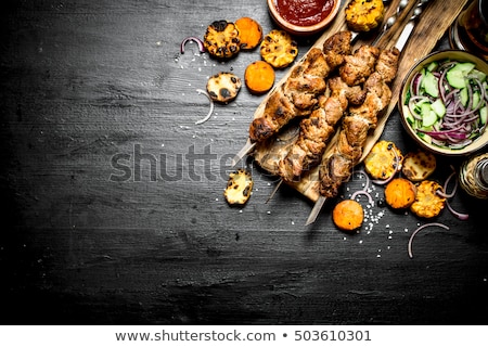 Foto stock: Shish Kebab And Grilled Corn