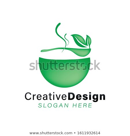 Stock fotó: Vegan Logo With A Single Fresh Green Leaf
