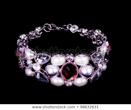 ストックフォト: Bracelet With Reflections On Black Background