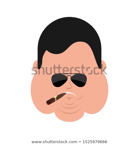 Stok fotoğraf: Fat Strong Cool Serious Stout Guy Smoking Cigar Emoji Big Man