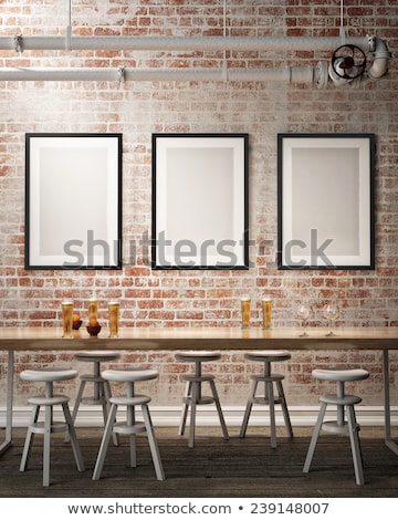 Zdjęcia stock: White Canvases With Bulbs On Brick Wall 3d Rendering