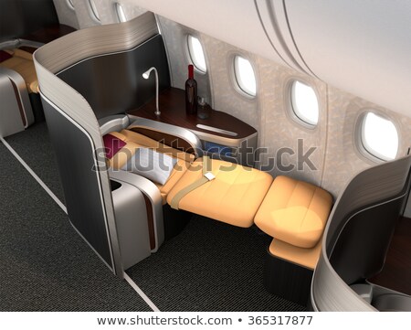 Foto stock: Passenger Seats With Aircraft Monitors 3d Rendering