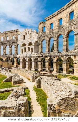 Stock fotó: Arena Pula Historic Roman Amphitheater Arches And Detail View