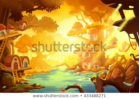 Stock fotó: Background Scene With Mushroom And Flowers