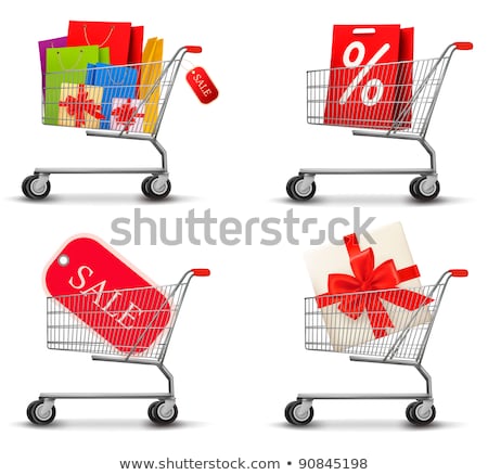 Price Tags With Shopping Cart And Gift Box Vector Stock fotó © allegro