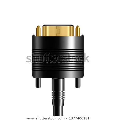 Stok fotoğraf: Realistic Dvi Plug Computer To Monitor Vector