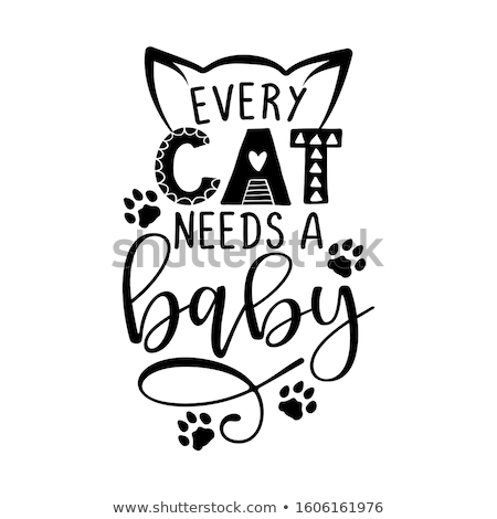 ストックフォト: Every Cat Needs A Baby - Funny Hand Drawn Vector Saying With Dog Paws