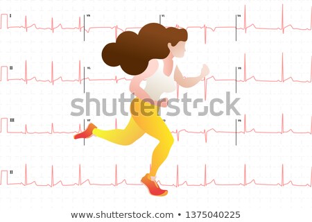 Foto stock: Female Jogger With Heartbeat Illustration