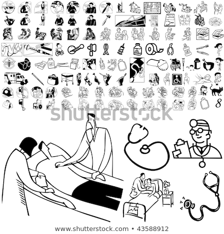 [[stock_photo]]: Man Doctor And 18 Medical Icons