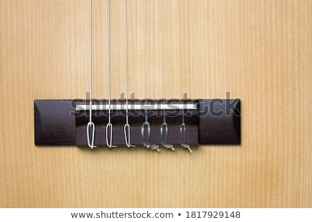 Foto stock: Acoustic Guitar Bridge And Strings Close Up - Macro