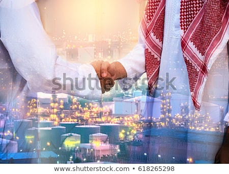 Stockfoto: Double Exposure Of A Man In The Desert