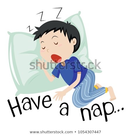 [[stock_photo]]: Boy Sleeping With Phrase Have A Nap