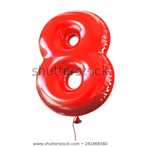 Stockfoto: Red Glossy Font Number 8 Eight 3d