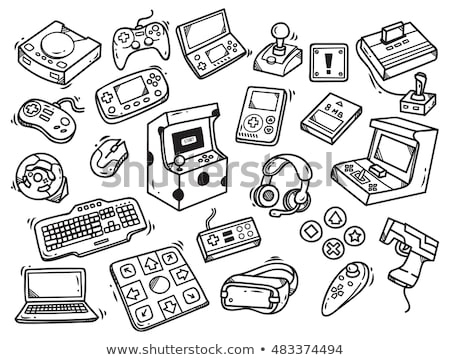 Сток-фото: Game Controller And Gamers Playing Computer And Laptop Vector Illustration