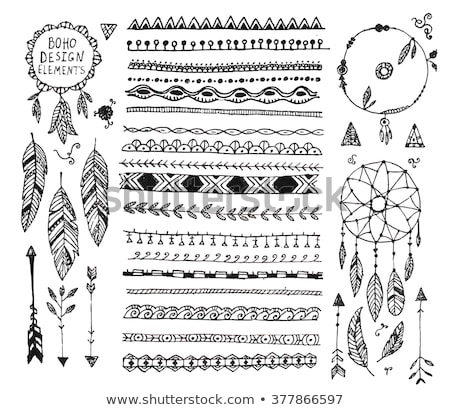 Stok fotoğraf: Hand Drawn Bohemian Tribal Ethnic Feather Background