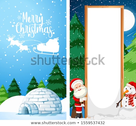 Zdjęcia stock: Christmas Theme With Santa And Snowman By Igloo