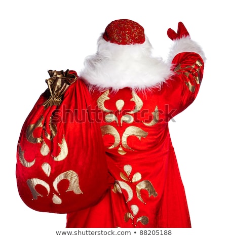 Stock fotó: Santa Claus Standing Up On White Background With His Bag Full Of