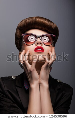 Fashion Model Woman In Futuristic Glasses - Binoculars Foto d'archivio © Gromovataya
