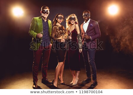 Stock fotó: Glamorous Woman Holding A Black Mask