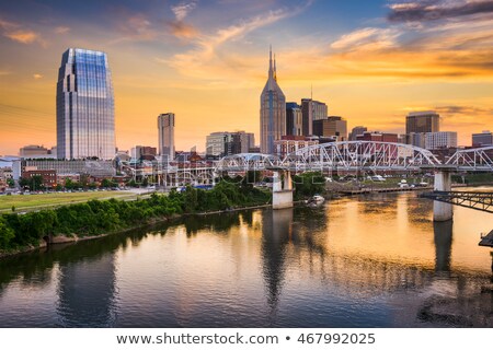 Stock fotó: Downtown Nashville Cityscape In The Evening