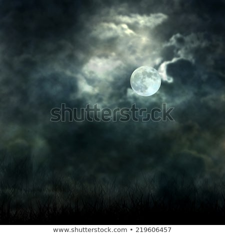 Сток-фото: Mystical Moonlight Flowing From The Dark Sky To The Ground