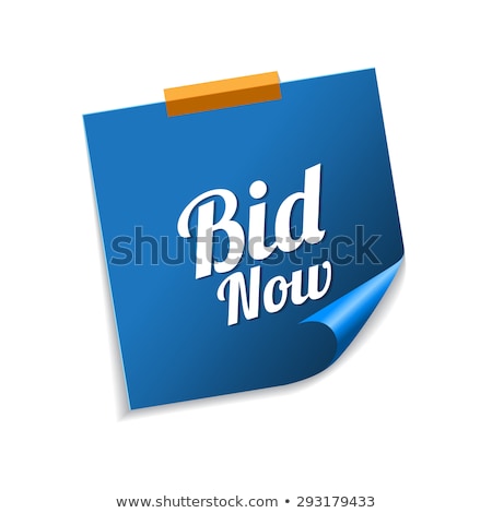 Stockfoto: Bid Now Blue Sticky Notes Vector Icon Design