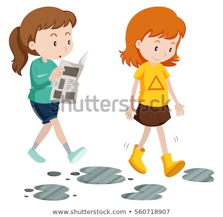 Stock fotó: Girls Walking With Careless And Careful Steps