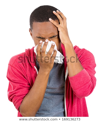 Stock fotó: Young African American Sick Man Sneezing